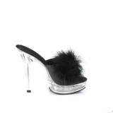Kunstleder 13,5 cm MAJESTY-501F-8 Schwarze high heels mules mit federn