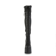 Kunstleder 13 cm CAMEL-300 overknee stiefel mit schnrung