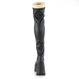 Kunstleder 13 cm DYNAMITE-300-2 Overknee stiefel mit wedge plateau schwarze