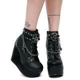 Kunstleder 13 cm POISON-101 lolita stiefeletten gothic wedge plateau