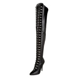 Kunstleder 13 cm SEDUCE-3024 Schwarze overknee stiefel für männer