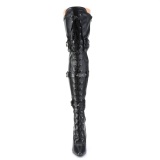 Kunstleder 13 cm SEDUCE-3028 Schwarze overknee stiefel mit schnürung