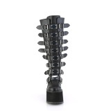 Kunstleder 14 cm demoniacult breite waden plateaustiefel mit stretch weitschaft