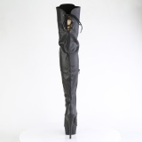 Kunstleder 15 cm DELIGHT-3022 Schwarze overknee stiefel mit schnürung