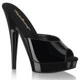 Kunstleder 15 cm SULTRY-601 Schwarze high heels mules