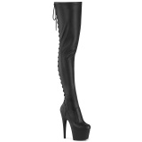 Kunstleder 18 cm ADORE-3850 Schwarze overknee stiefel mit schnürung