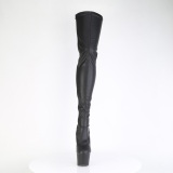 Kunstleder 18 cm ADORE-3850 Schwarze overknee stiefel mit schnürung