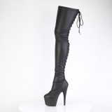 Kunstleder 18 cm ADORE-3850 Schwarze overknee stiefel mit schnürung