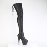 Kunstleder 18 cm ADORE-3850 Schwarze overknee stiefel mit schnürung