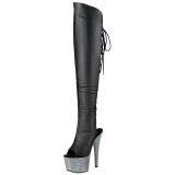 Kunstleder 18 cm BEJEWELED-DM-7 overknee stiefel mit strass plateau