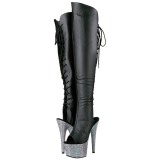 Kunstleder 18 cm BEJEWELED-DM-7 overknee stiefel mit strass plateau