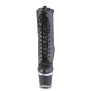 Kunstleder 18 cm SPECTATOR-1040 platform ankle boots mit schnürsenkel in schwarz