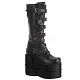 Kunstleder 18 cm STACK-308 Plateau Gothic Stiefel Herren