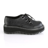 Kunstleder 3 cm LILITH-99 Schwarze punk schuhe mit schnürung