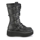 Kunstleder 5 cm EMILY-322 plateau damenstiefel mit schnalle