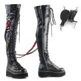 Kunstleder 5 cm EMILY-377 overknee stiefel mit plateausohle