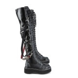 Kunstleder 5 cm EMILY-377 overknee stiefel mit plateausohle