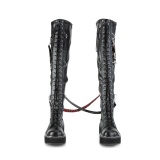 Kunstleder 5 cm EMILY-377 overknee stiefel mit plateausohle