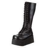 Kunstleder 8,5 cm TRASHVILLE-502 Schwarze punk stiefel mit schnrung herren