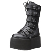 Kunstleder 9 cm DAMNED-225 plateau damenstiefel mit schnalle