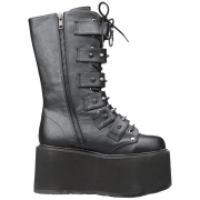 Kunstleder 9 cm DAMNED-225 plateau damenstiefel mit schnalle