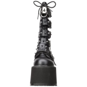 Kunstleder 9 cm DAMNED-225 plateau damenstiefel mit schnalle