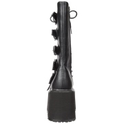 Kunstleder 9 cm DAMNED-225 plateau damenstiefel mit schnalle