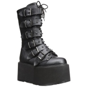 Kunstleder 9 cm DAMNED-225 plateau damenstiefel mit schnalle