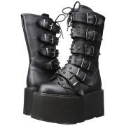 Kunstleder 9 cm DAMNED-225 plateau damenstiefel mit schnalle
