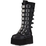 Kunstleder 9 cm DAMNED-318 plateau damenstiefel mit schnalle