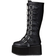 Kunstleder 9 cm DAMNED-318 plateau damenstiefel mit schnalle