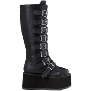 Kunstleder 9 cm DAMNED-318 plateau damenstiefel mit schnalle