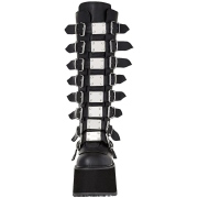 Kunstleder 9 cm DAMNED-318 plateau damenstiefel mit schnalle