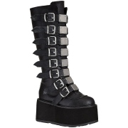 Kunstleder 9 cm DAMNED-318 plateau damenstiefel mit schnalle