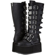 Kunstleder 9 cm DAMNED-318 plateau damenstiefel mit schnalle