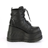 Kunstleder Schwarz 12 cm STOMP-13 wedge plateau stiefeletten