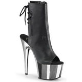 Kunstleder Schwarz 18 cm Pleaser ADORE-1018 Chrome Plateau Stiefeletten