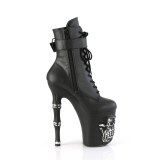 LED Totenkopf plateau 20 cm pleaser high heels ankle boots - schwarz