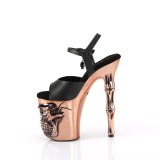 LED Totenkopf plateau 20 cm pleaser high heels chrome - brass