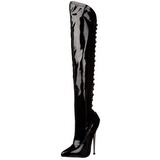 Lack 16 cm DAGGER-3060 Overknees Stiefel Flacher Heels