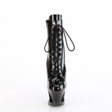Lack 18 cm MOON-1020DIA platform ankle boots mit schnürsenkel in schwarz