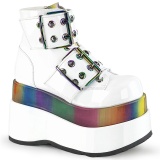 Lackleder 11,5 cm BEAR-104 Demonia stiefeletten mit plateau weiss