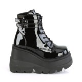 Lackleder 11,5 cm SHAKER-52 DemoniaCult wedge plateauboots schwarz