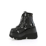 Lackleder 11,5 cm SHAKER-66 DemoniaCult wedge plateauboots schwarz