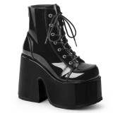 Lackleder 13 cm CAMEL-203 chunky demonia boots mit plateausohle