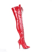 Lackleder 13 cm SEDUCE-3024 Rote overknee stiefel mit schnürung