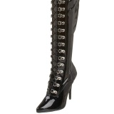 Lackleder 13 cm SEDUCE-3024 Schwarze overknee stiefel mit schnürung