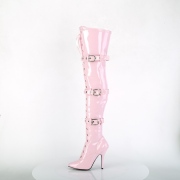 Lackleder 13 cm SEDUCE-3028 Rosa overknee stiefel mit schnürung