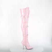 Lackleder 13 cm SEDUCE-3028 Rosa overknee stiefel mit schnürung