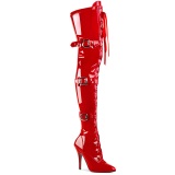 Lackleder 13 cm SEDUCE-3028 Rote overknee stiefel mit schnürung